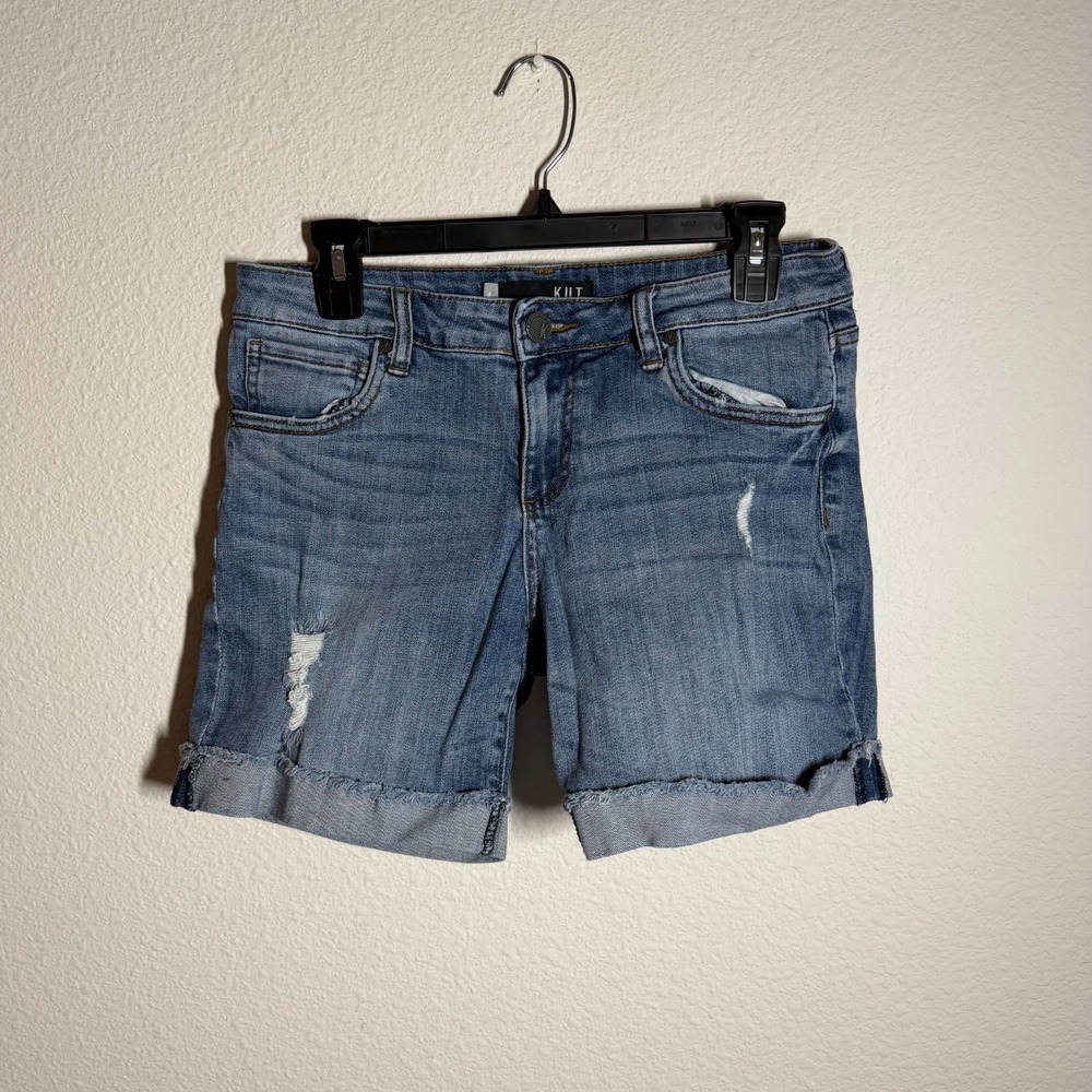 Kut from the Kloth Catherine Boyfriend Shorts Womens 31W Blue Denim Mid Rise
